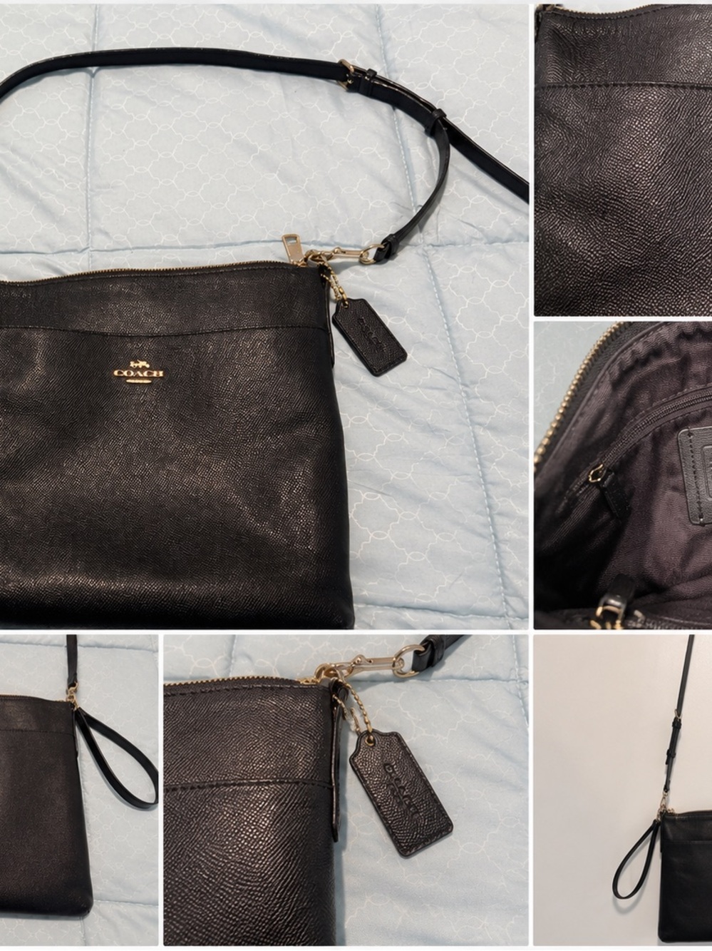 Coach Black Leather Crossbody with Gold Hardware
